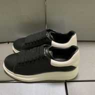 Alexander Mcqueen Oversized Sneakers Unisex Calf Leather with Contrast Piping Black/White